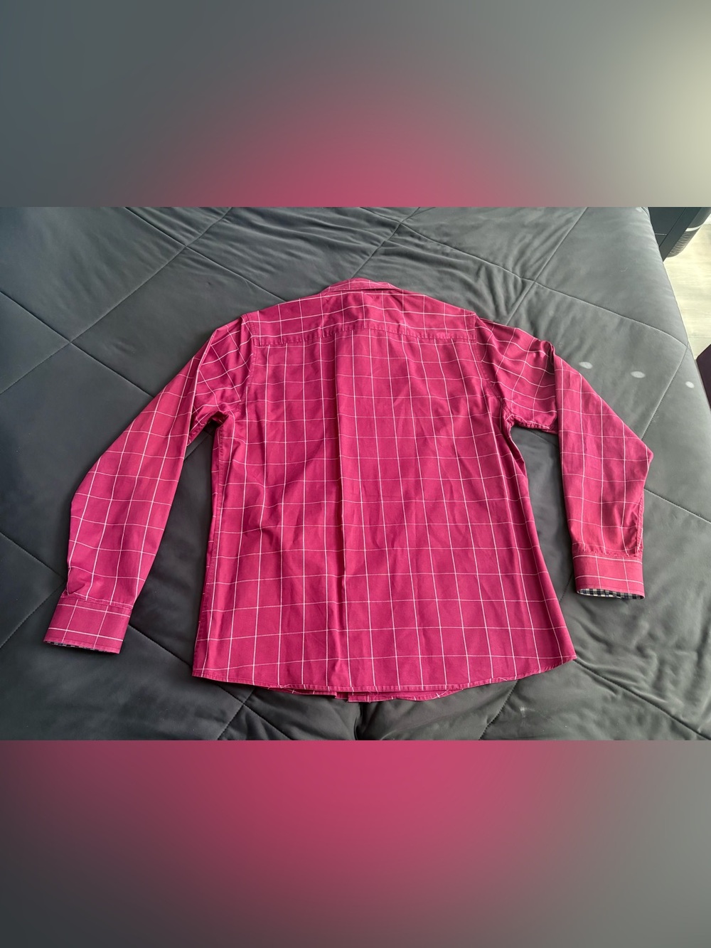 Maroon and White Long-Sleeve Windowpane Button Down Shirt - Picture 2 of 2